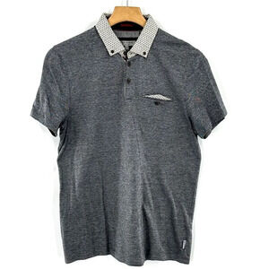 Ted Baker Polo Mens Small Patterned 100% Cotton Short Sleeve‎ Front Pocket Shirt